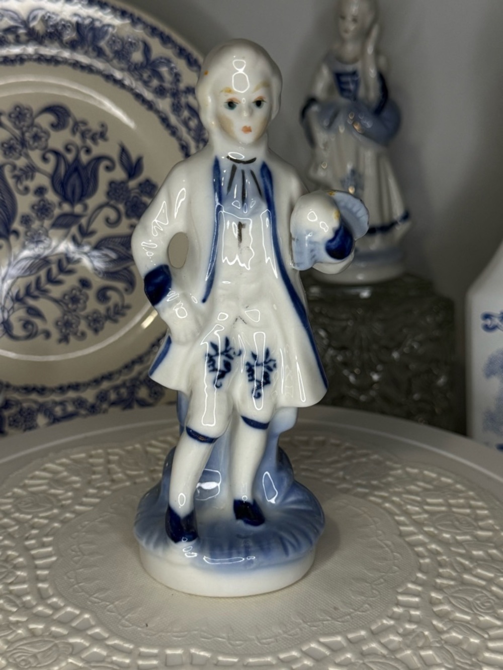 Vintage Blue and White Victorian man